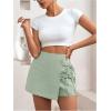 imageFloerns Womens Solid Wrap Front Linen Skirt Shorts Drawstring Knot Side Skort ShortsMint Green