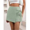imageFloerns Womens Solid Wrap Front Linen Skirt Shorts Drawstring Knot Side Skort ShortsMint Green