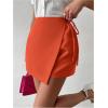 imageFloerns Womens Solid Wrap Front Linen Skirt Shorts Drawstring Knot Side Skort ShortsOrange