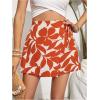 imageFloerns Womens Solid Wrap Front Linen Skirt Shorts Drawstring Knot Side Skort ShortsOrange Plants