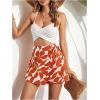 imageFloerns Womens Solid Wrap Front Linen Skirt Shorts Drawstring Knot Side Skort ShortsOrange Plants