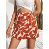 imageFloerns Womens Solid Wrap Front Linen Skirt Shorts Drawstring Knot Side Skort ShortsOrange Plants