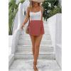 imageFloerns Womens Solid Wrap Front Linen Skirt Shorts Drawstring Knot Side Skort ShortsRedwood