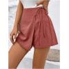 imageFloerns Womens Solid Wrap Front Linen Skirt Shorts Drawstring Knot Side Skort ShortsRedwood