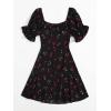 imageFloerns Womens Summer Drawstring Sweetheart Neck Puff Sleeve A Line Short DressBlack Cherry