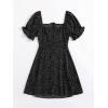 imageFloerns Womens Summer Drawstring Sweetheart Neck Puff Sleeve A Line Short DressBlack Dots