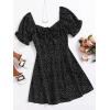 imageFloerns Womens Summer Drawstring Sweetheart Neck Puff Sleeve A Line Short DressBlack Dots