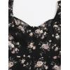 imageFloerns Womens Summer Drawstring Sweetheart Neck Puff Sleeve A Line Short DressBlack Flower