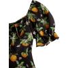 imageFloerns Womens Summer Drawstring Sweetheart Neck Puff Sleeve A Line Short DressBlack Orange