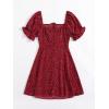 imageFloerns Womens Summer Drawstring Sweetheart Neck Puff Sleeve A Line Short DressBurgundy Red