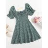 imageFloerns Womens Summer Drawstring Sweetheart Neck Puff Sleeve A Line Short DressDark Green