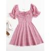imageFloerns Womens Summer Drawstring Sweetheart Neck Puff Sleeve A Line Short DressDusty Pink