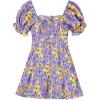 imageFloerns Womens Summer Drawstring Sweetheart Neck Puff Sleeve A Line Short DressFloral Purple