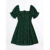 imageFloerns Womens Summer Drawstring Sweetheart Neck Puff Sleeve A Line Short DressForest Green