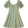 imageFloerns Womens Summer Drawstring Sweetheart Neck Puff Sleeve A Line Short DressGreen