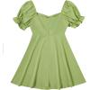 imageFloerns Womens Summer Drawstring Sweetheart Neck Puff Sleeve A Line Short DressGreen Solid