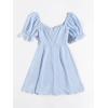 imageFloerns Womens Summer Drawstring Sweetheart Neck Puff Sleeve A Line Short DressLight Blue