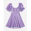 imageFloerns Womens Summer Drawstring Sweetheart Neck Puff Sleeve A Line Short DressLilac Purple