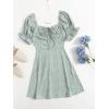 imageFloerns Womens Summer Drawstring Sweetheart Neck Puff Sleeve A Line Short DressMint Green