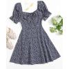 imageFloerns Womens Summer Drawstring Sweetheart Neck Puff Sleeve A Line Short DressNavy Blue