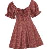 imageFloerns Womens Summer Drawstring Sweetheart Neck Puff Sleeve A Line Short DressRedwood