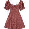 imageFloerns Womens Summer Drawstring Sweetheart Neck Puff Sleeve A Line Short DressRedwood