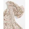 imageFloerns Womens Summer Drawstring Sweetheart Neck Puff Sleeve A Line Short DressWhite Floral