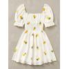 imageFloerns Womens Summer Drawstring Sweetheart Neck Puff Sleeve A Line Short DressWhite Flower