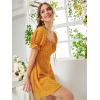 imageFloerns Womens Summer Drawstring Sweetheart Neck Puff Sleeve A Line Short DressYellow