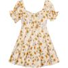 imageFloerns Womens Summer Drawstring Sweetheart Neck Puff Sleeve A Line Short DressYellow Multi