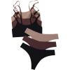 imageFloerns Womens 6 Piece No Show Bralette and Panty Underwear Lingerie SetBlack Multi