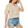 imageFloerns Womens All Over Print Button Down Short Sleeve Shirt Blouse Crop TopFloral Multi