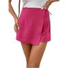 imageFloerns Womens Solid Wrap Front Linen Skirt Shorts Drawstring Knot Side Skort ShortsHot Pink