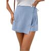 imageFloerns Womens Solid Wrap Front Linen Skirt Shorts Drawstring Knot Side Skort ShortsLight Blue