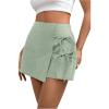 imageFloerns Womens Solid Wrap Front Linen Skirt Shorts Drawstring Knot Side Skort ShortsMint Green