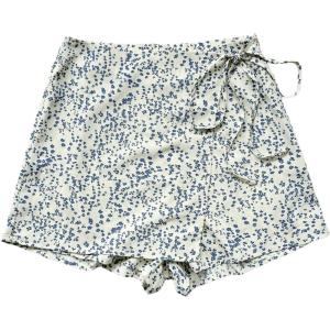imageFloerns Womens Solid Wrap Front Linen Skirt Shorts Drawstring Knot Side Skort ShortsBeige Multi