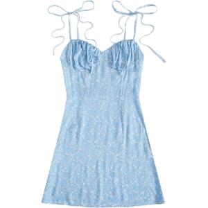 imageFloerns Womens Summer Tie Strap Ditsy Floral A Line Cami DressLight Blue
