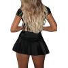 imageFloerns Womens Metallic Mini Skirt Low Rise Buckle Detail Zipper Slit Short Pleated SkirtBlack