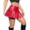 imageFloerns Womens Metallic Mini Skirt Low Rise Buckle Detail Zipper Slit Short Pleated SkirtRed