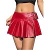 imageFloerns Womens Metallic Mini Skirt Low Rise Buckle Detail Zipper Slit Short Pleated SkirtRed