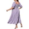 imageFloerns Womens Plus Size Boho Floral Print Shirred Ruffle Hem A Line Long DressPurple