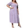 imageFloerns Womens Plus Size Boho Floral Print Shirred Ruffle Hem A Line Long DressPurple
