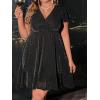 imageFloerns Womens Plus Size Glitter Wrap V Neck Short Sleeve Party A Line DressBlack