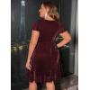 imageFloerns Womens Plus Size Glitter Wrap V Neck Short Sleeve Party A Line DressBurgundy