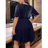 imageFloerns Womens Plus Size Glitter Wrap V Neck Short Sleeve Party A Line DressDark Blue