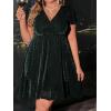 imageFloerns Womens Plus Size Glitter Wrap V Neck Short Sleeve Party A Line DressDark Green