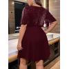 imageFloerns Womens Plus Size Glitter Wrap V Neck Short Sleeve Party A Line DressMaroon