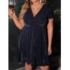 imageFloerns Womens Plus Size Glitter Wrap V Neck Short Sleeve Party A Line DressNavy Blue