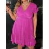 imageFloerns Womens Plus Size Glitter Wrap V Neck Short Sleeve Party A Line DressPurple