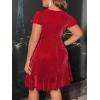 imageFloerns Womens Plus Size Glitter Wrap V Neck Short Sleeve Party A Line DressRed